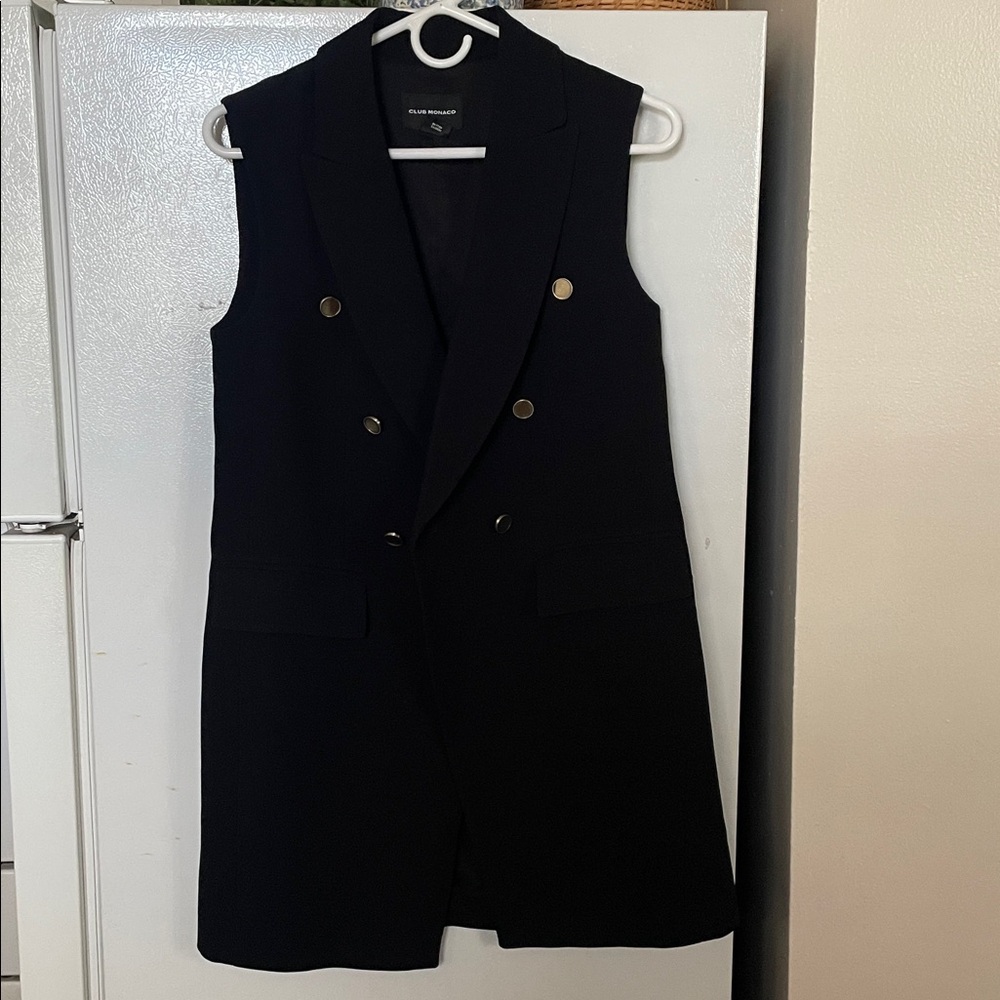Club Monaco Small Selska Longline Black Double-Breasted Vest MSRP $270 - Picture 3 of 9